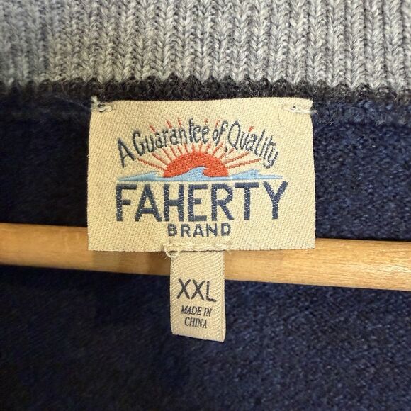 Faherty Sweater Mens XXL  Navy Blue Jackson 1/4 Zip Classic Warm Capsule - Picture 3 of 10